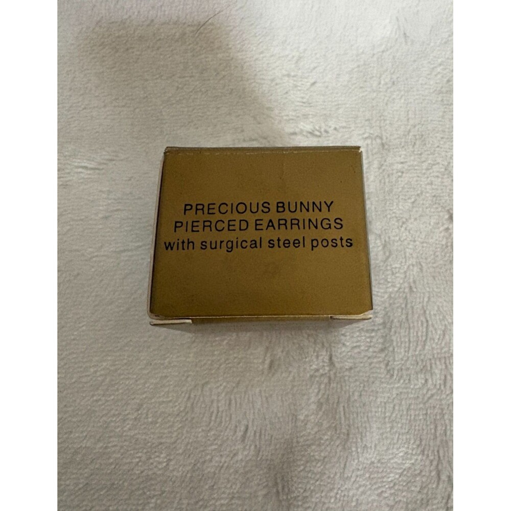 Vintage 1997 AVON Gold-Tone & Faceted Rhinestone Bunny Stud Earrings - Picture 3 of 4